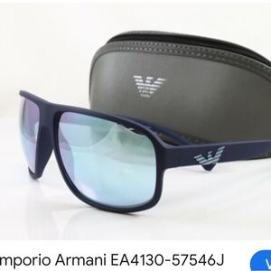 Emporio Armani Matte Navy Frame with Blue-Green Mirrored Lenses